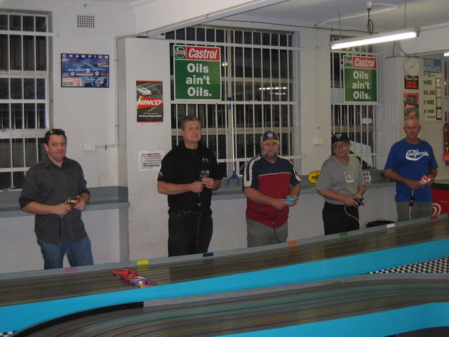 Line up for the Can Am 1st Semi L-R: -<br />'Morkus', James Colefax, Brad Yarrow, Stoo Amos and Rob Grlubesic.