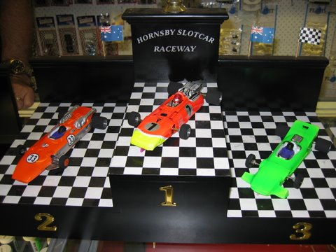 The Podium Cars;<br />Cody's, Dale's and Troy's