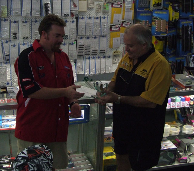 Dave Newton (Qld) accepting one of the many Trophies &amp; 'Booty' he took back to Qld with Him.