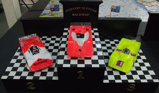 The Winning Cars.<br />Troy, Mark and Charles, Left to Right