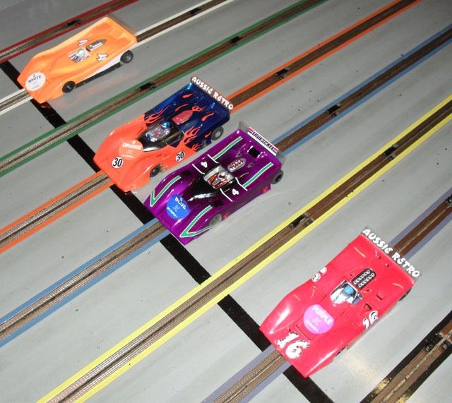 CanAm cars, Heat 2;<br />Cody's, Jacco's, Rob G's Sweet looking Truescale ti-22 and My 'Trusty' old Truescale Ferrari 612