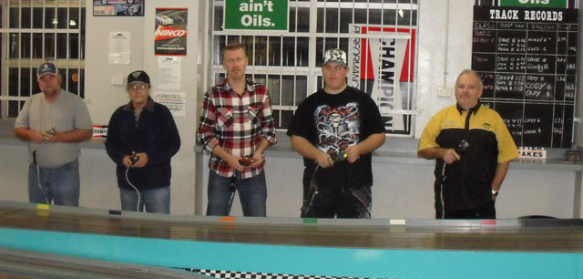 Heat 1 drivers. 1/24th canAm;<br />Brad, Stoo, Jacco, Jake and Wayne Bramble.