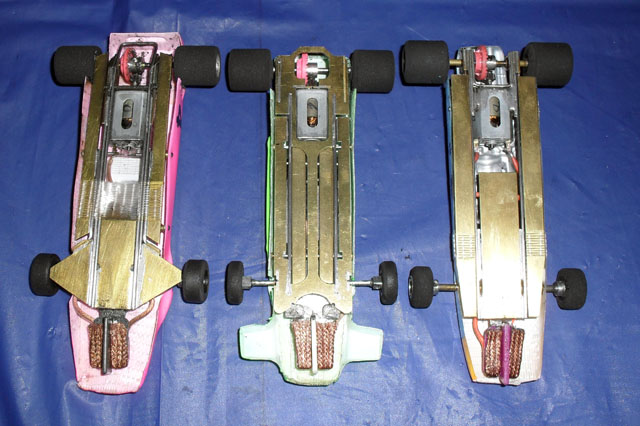 The Winning F1 Chassis;<br />Mark's on the Left, Troy's Winning Slick7 Centre and Dale's car designed and built by Dean I think.