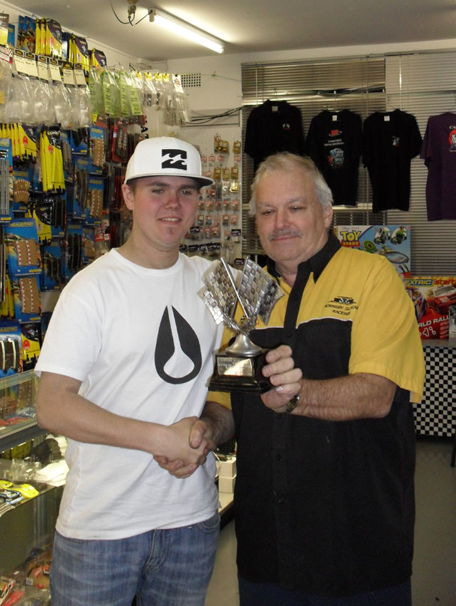 Cody Bramble accepting his F1 Nats winners Trophy