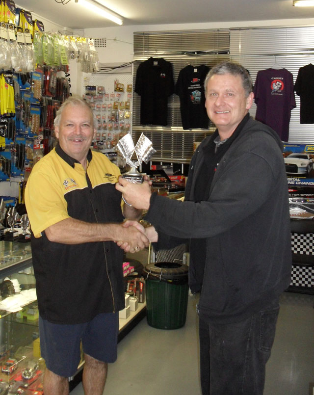 James Colfax accepting the Winners Trophy, as the New 2010 National Aussie Retro Champion.