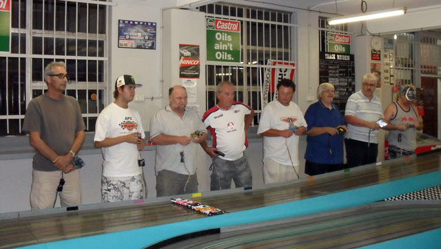 The Final drivers just prior to the start;<br />John, Cody, Brad, Jimmy, Gregg, Barry, Garry and Troy