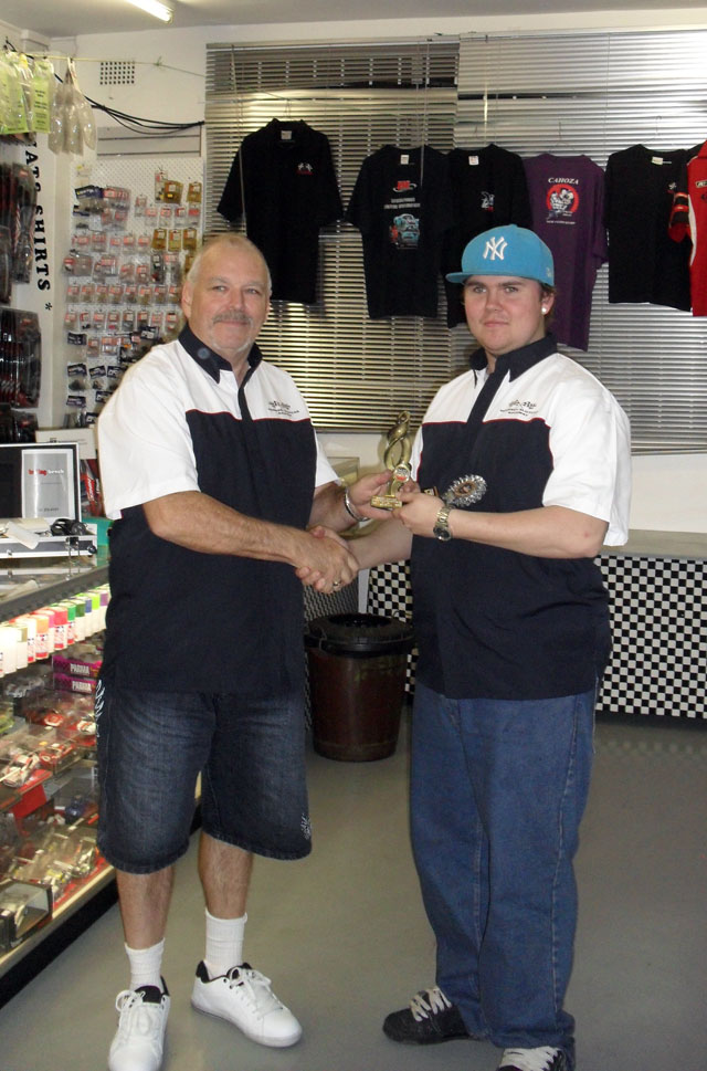 Cody Bramble who also TQ'd, accepting his trophy for 3rd in F1