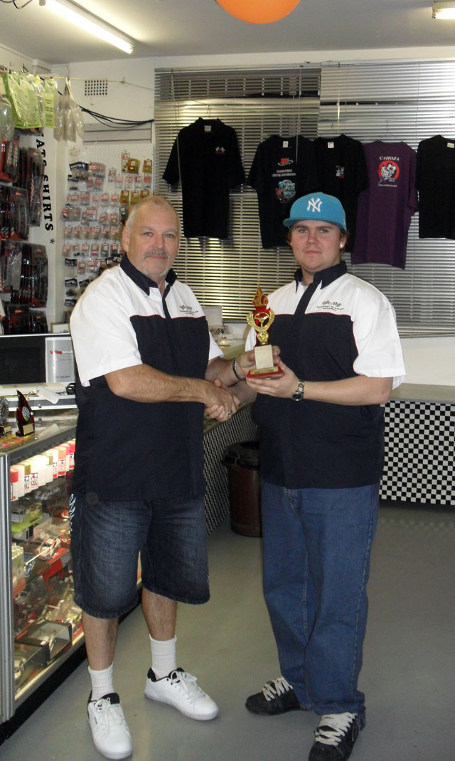 Cody, who TQ'd and Won in Fine style in CanAM, accepting his trophy for 1st.