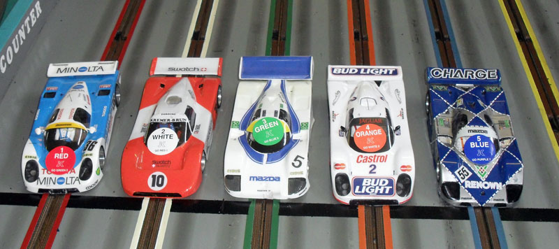 Group C cars in the 'B' Final.<br />James's, Kim's, JJ's, Gregg's and Jake's.